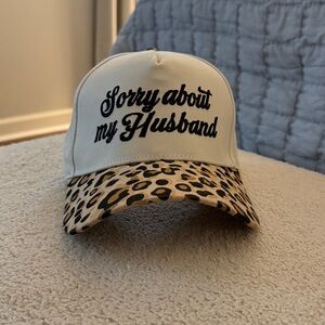 Leopard Print Cap with Embroidered Text